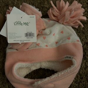Little Me Pink and White Heart Baby Hat